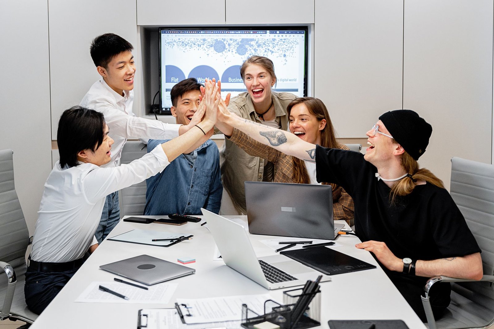 office team having a meeting in the room